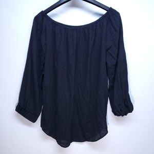 Banana Republic Off Shoulder Long Sleeve Blouse Top Black Medium
